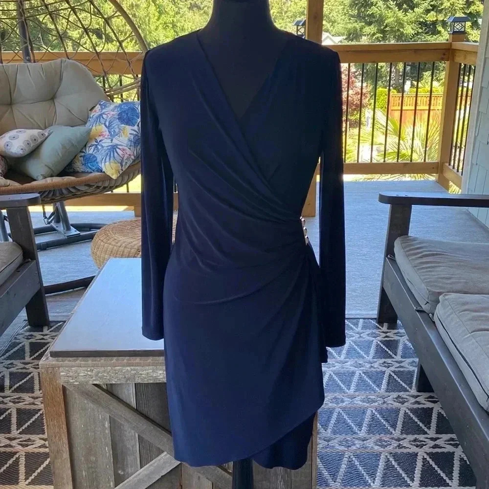 Joseph Ribkoff | Drape Front Dress - Picture 6 of 12